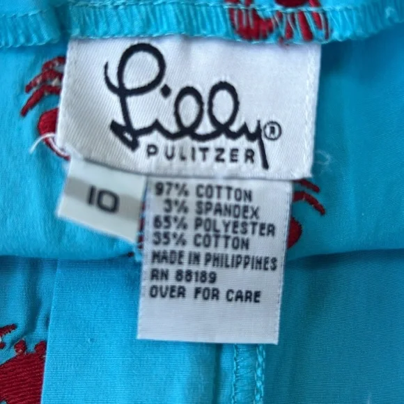 Lilly Pulitzer Vintage White Label Aqua and Red Girls‎ Capris Slit Size 10 EUC - Picture 8 of 8